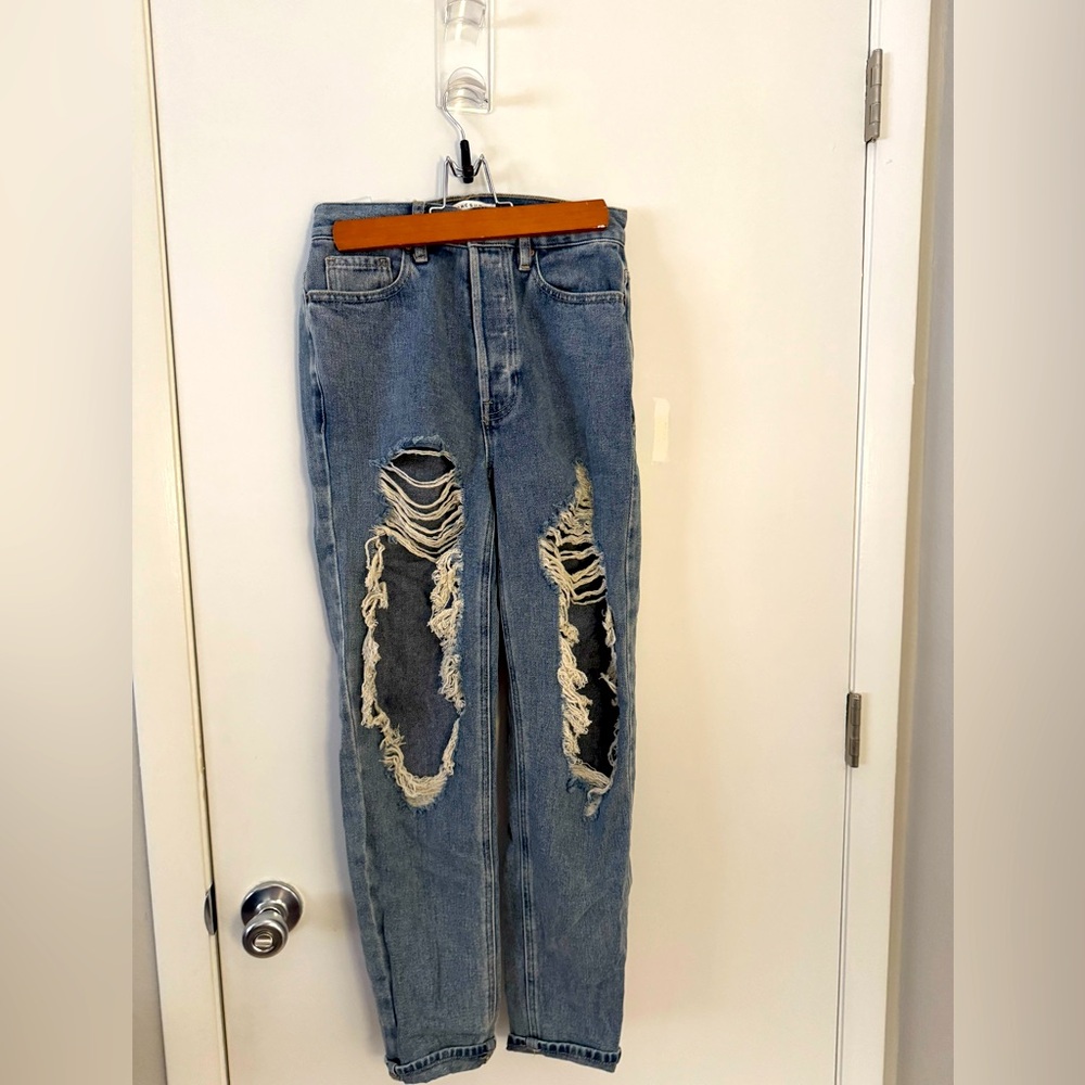 Distressed Blue Denim Jeans